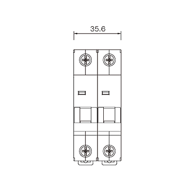 کلید مینیاتوری DC برند ISKRA ایسکرا 2 پل 20 آمپر 10 کیلو آمپر RI72J C ابعاد نمای روبرو (Front View Dimensions) کلید مینیاتوری DC ایسکرا 2 پل سری RI72J با قدرت قطع 10 کیلو آمپر