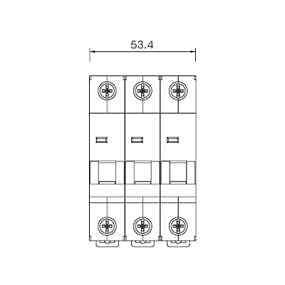 کلید مینیاتوری DC برند ISKRA ایسکرا 3 پل 40 آمپر 10 کیلو آمپر RI73J C ابعاد نمای روبرو (Front View Dimensions) کلید مینیاتوری DC ایسکرا 3 پل سری RI73J با قدرت قطع 10 کیلو آمپر