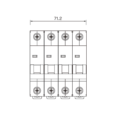 کلید مینیاتوری DC برند ISKRA ایسکرا 4 پل 2 آمپر 10 کیلو آمپر RI74J C ابعاد نمای روبرو (Front View Dimensions) کلید مینیاتوری DC ایسکرا 4 پل سری RI74J با قدرت قطع 10 کیلو آمپر