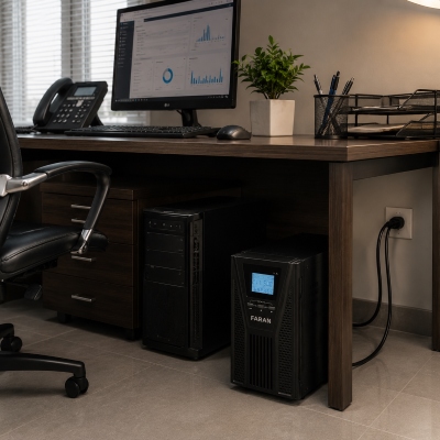 یو پی اس آنلاین ONLINE UPS تکفاز باتری داخلی 36 ولت 1 KVA سری TITAN PLUS فاران FARAN یو پی اس باتری داخلی تیتان پلاس متصل به کامپیوتر