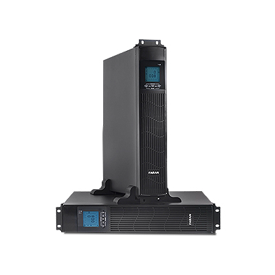 یو پی اس آنلاین ONLINE UPS تکفاز باتری داخلی 96 ولت 3 KVA سری VIGOR RT فاران FARAN دارای پک باتری VigorRT UPS رکموند و ایستاده FARAN