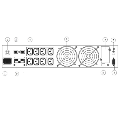 یو پی اس آنلاین ONLINE UPS تکفاز باتری داخلی 96 ولت 3 KVA سری VIGOR RT فاران FARAN دارای پک باتری نمای پشتی یو پی اس 96 ولت نصب داخل رک vigor rt فاران
