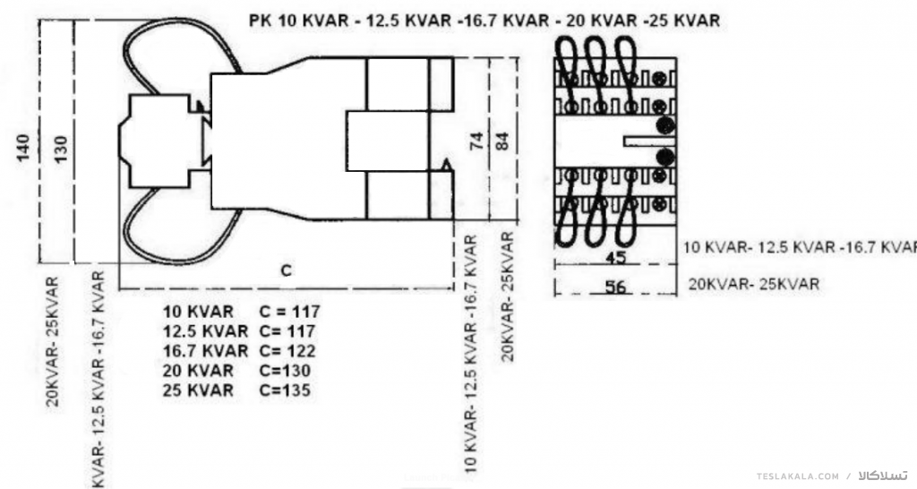 کنتاکتور خازنی 25کیلوواری TC با برند PKC