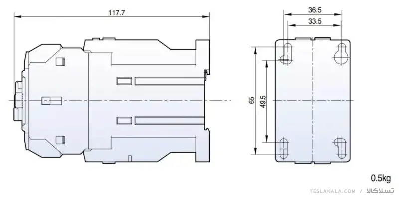 کنتاکتور 9 آمپر، 4 کیلووات، بوبین های خاص DC، برند LS مدل MC-9b