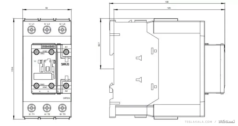 کنتاکتور 80 آمپر، 37 کیلووات، بوبین 230VAC ،مدل SIEMENS 3RT2038-1AP00