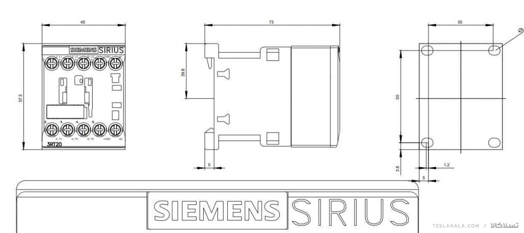 کنتاکتور 7 آمپر، 3 کیلووات، بوبین 230VAC ،مدل SIEMENS 3RT2015-1AP01