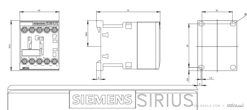 کنتاکتور 7 آمپر، 3 کیلووات، بوبین 24VDC ،مدل SIEMENS 3RT2015-1BB41