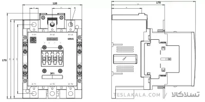 کنتاکتور 150 آمپر، 75 کیلووات، بوبین 230VAC ،مدل SIEMENS 3RT1055-6AP36