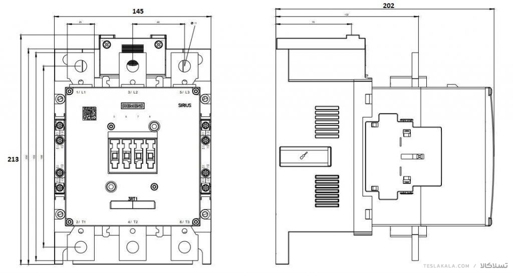 کنتاکتور 265 آمپر، 132 کیلووات، بوبین 230VAC ،مدل SIEMENS 3RT1065-6AP36