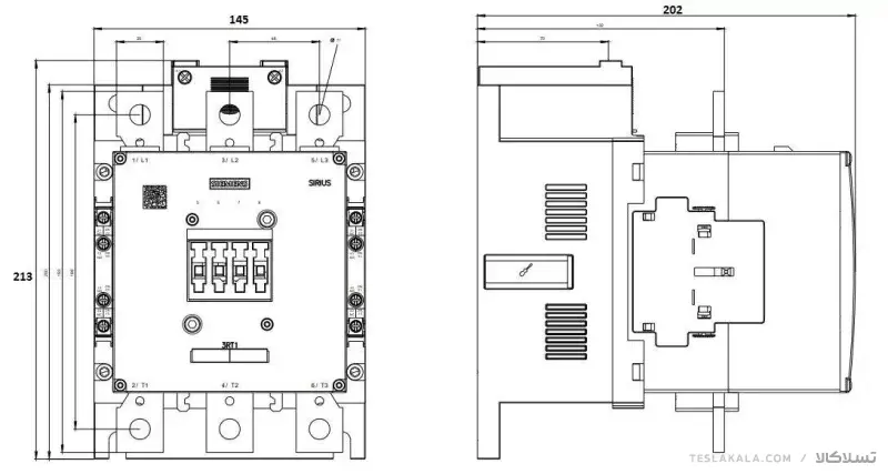 کنتاکتور 225 آمپر، 110 کیلووات، بوبین 230VAC ،مدل SIEMENS 3RT1064-6AP36