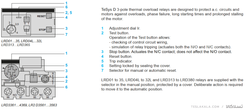 بی متال ( رله حرارتی/ اضافه جریان) اشنایدر مدل LRD16 تنظیمات 9 :13