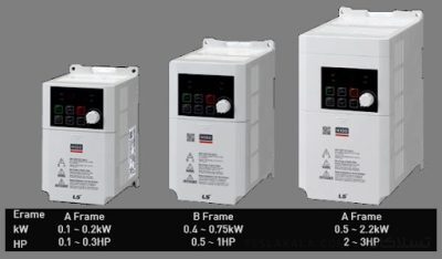 درایو (اینورتر) LS تکفاز، توان 1.5 کیلووات سری M100 مدل 15M100-EOFNS کاربری عمومی تکفاز به سه فاز