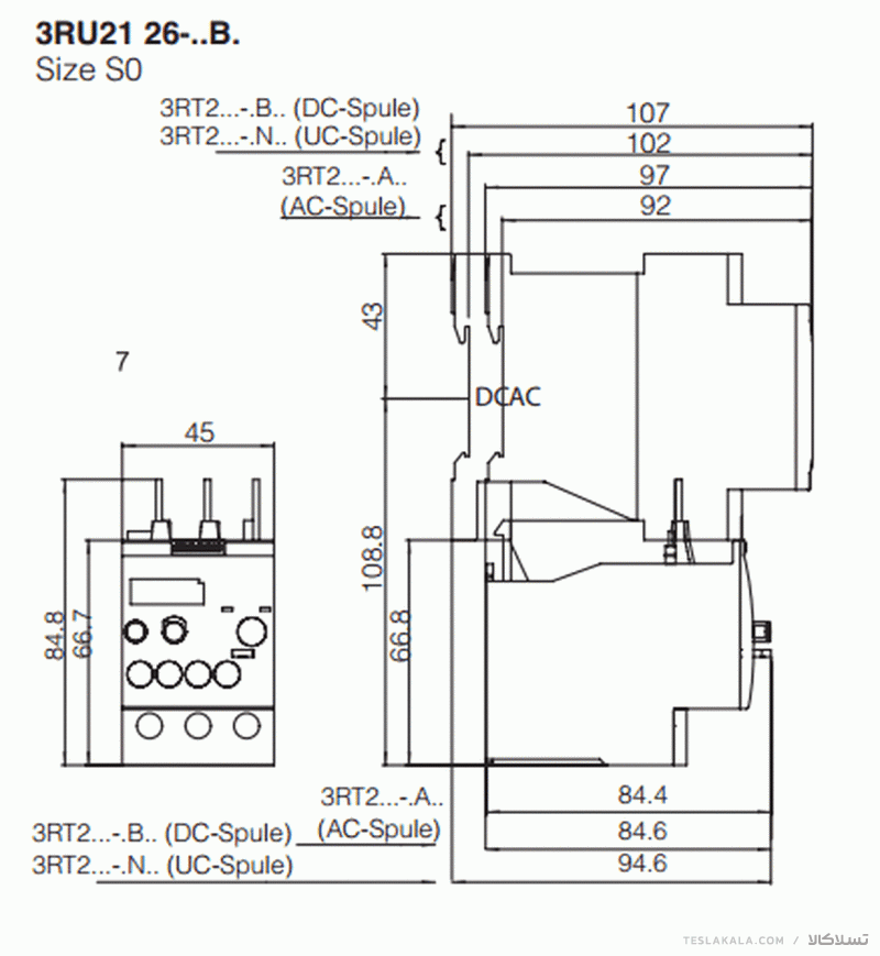 بی متال ( رله حرارتی/ اضافه جریان) SIEMENS مدل 3RU2126-1FB0 تنظیمات 3.5 :5