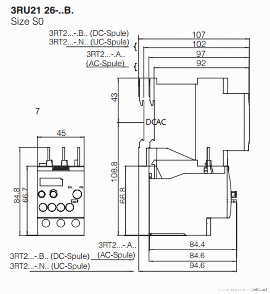 بی متال ( رله حرارتی/ اضافه جریان) SIEMENS مدل 3RU2126-4CB0 تنظیمات 17 :22