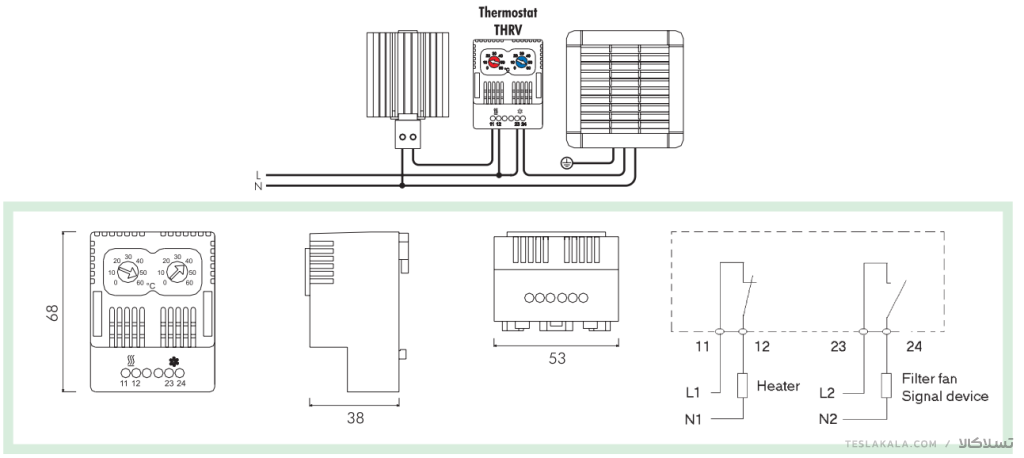 ترموستات دوبل ( دو فصل) تابلویی ALFA PKC THRV22