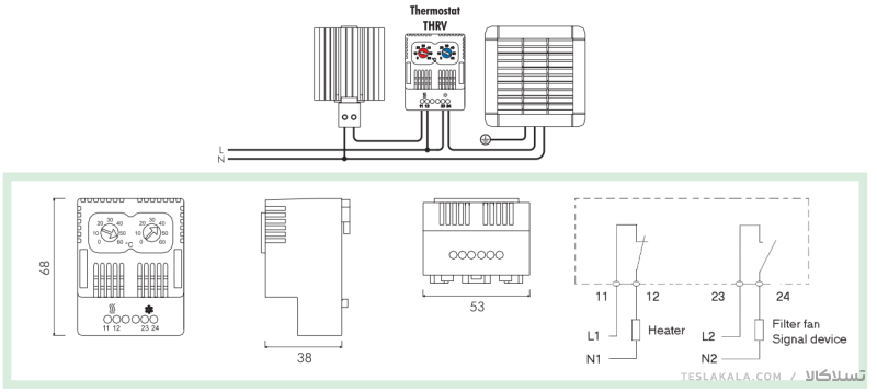 ترموستات دوبل ( دو فصل) تابلویی ALFA PKC THRV22