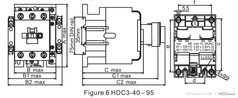 ابعاد کنتاکتور HDC34011M