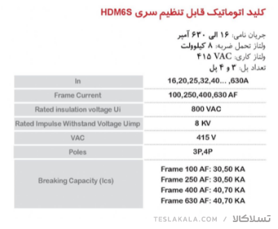 کلید اتوماتیک کمپکت 125آمپر (35KA) هیمل قابل تنظیم حرارتی و مغناطیسی مدل HDM3S160M12533XXT