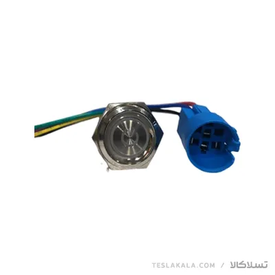 کلید فشاری پاور ماندگار سایز 19 میل 220V آبی JBH (همراه با سوکت) شستی پاور سایز 19 JBH